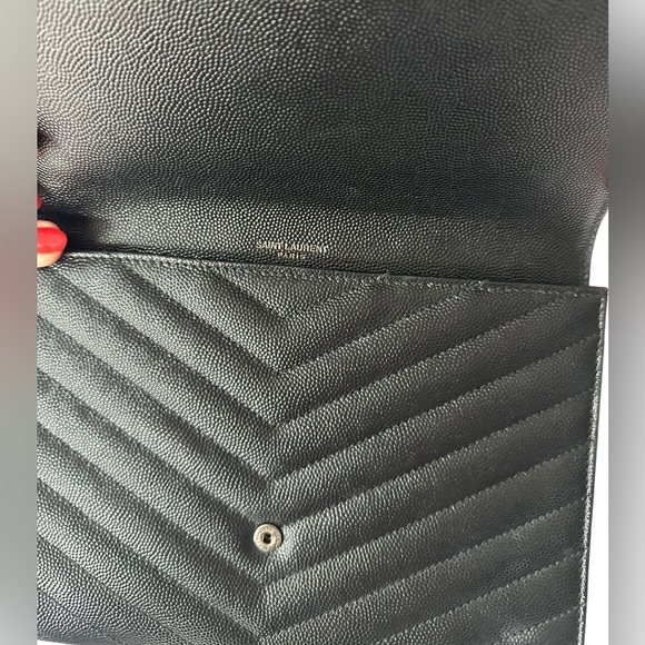 Saint Laurent cassandre Chevron quilted Clutch wristlet black YSL - Picture 5 of 13